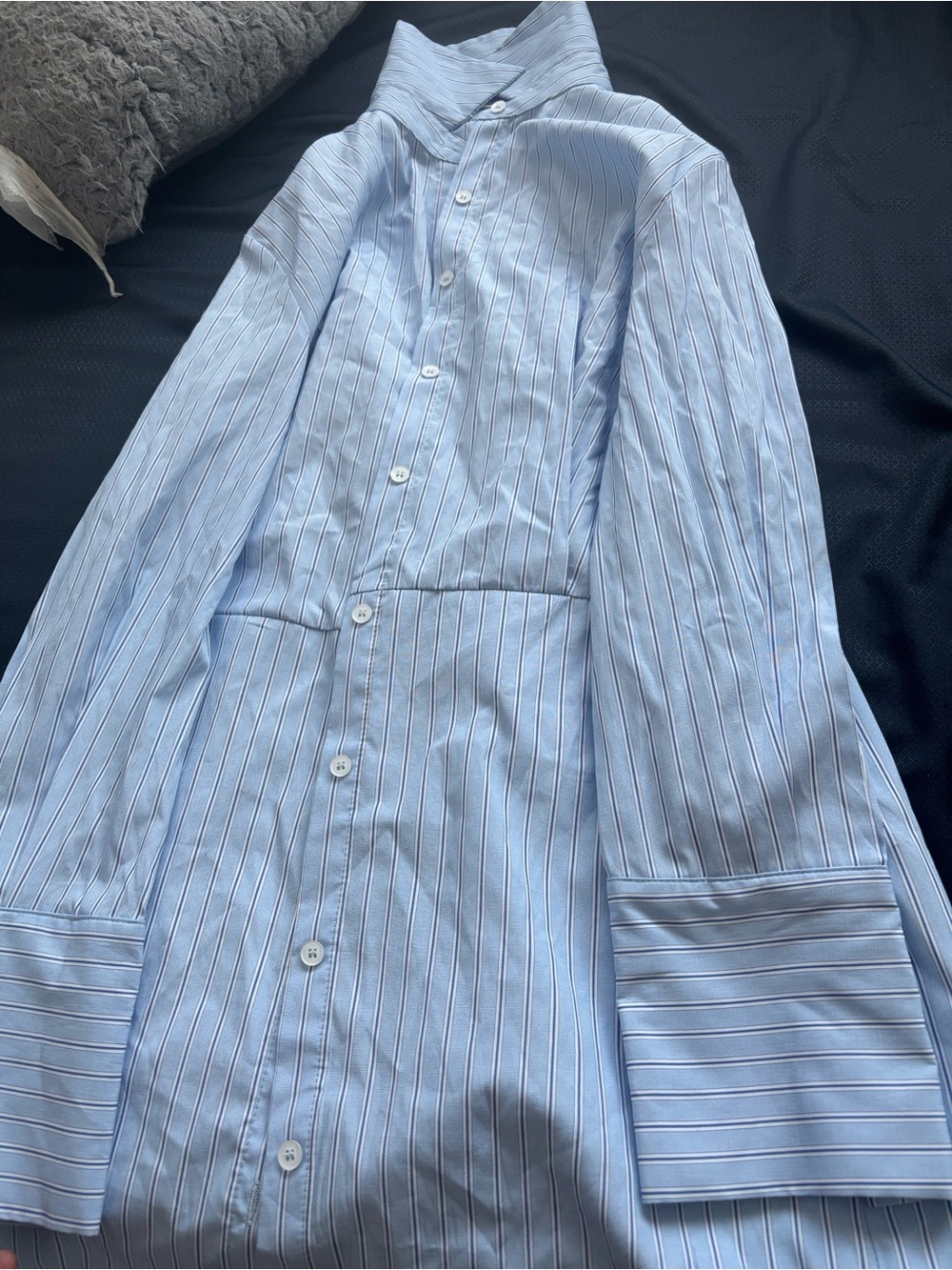 Nia Light Blue Pinstripe Shirt Dress
